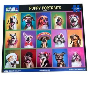 White Mountain Puppy Portraits Puzzle - Colorful